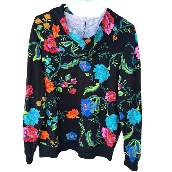 J Jason Wu Black Bright Floral Print Hoodie size Small - Picture 2 of 3